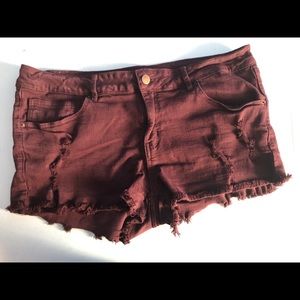 Jean Shorts - Maroon